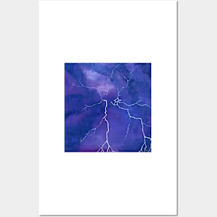 Purple Lightning Posters and Art